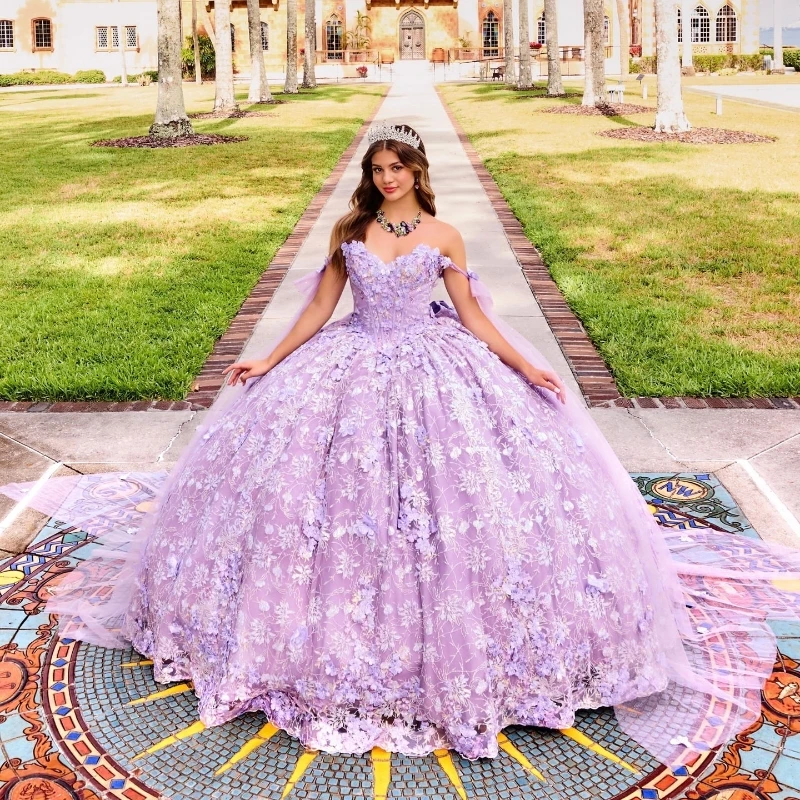 Lorencia Lilac Purple Quinceanera Dress Sweet Princess Applique 3D Floral Lace Cape Ball Gown Sweet 16 Vestidos De Años YQD502
Lorencia Lilac Purple Quinceanera Dress Sweet Princess Applique 3D Floral Lace Cape Ball Gown Sweet 16 Vestidos De Años YQD502