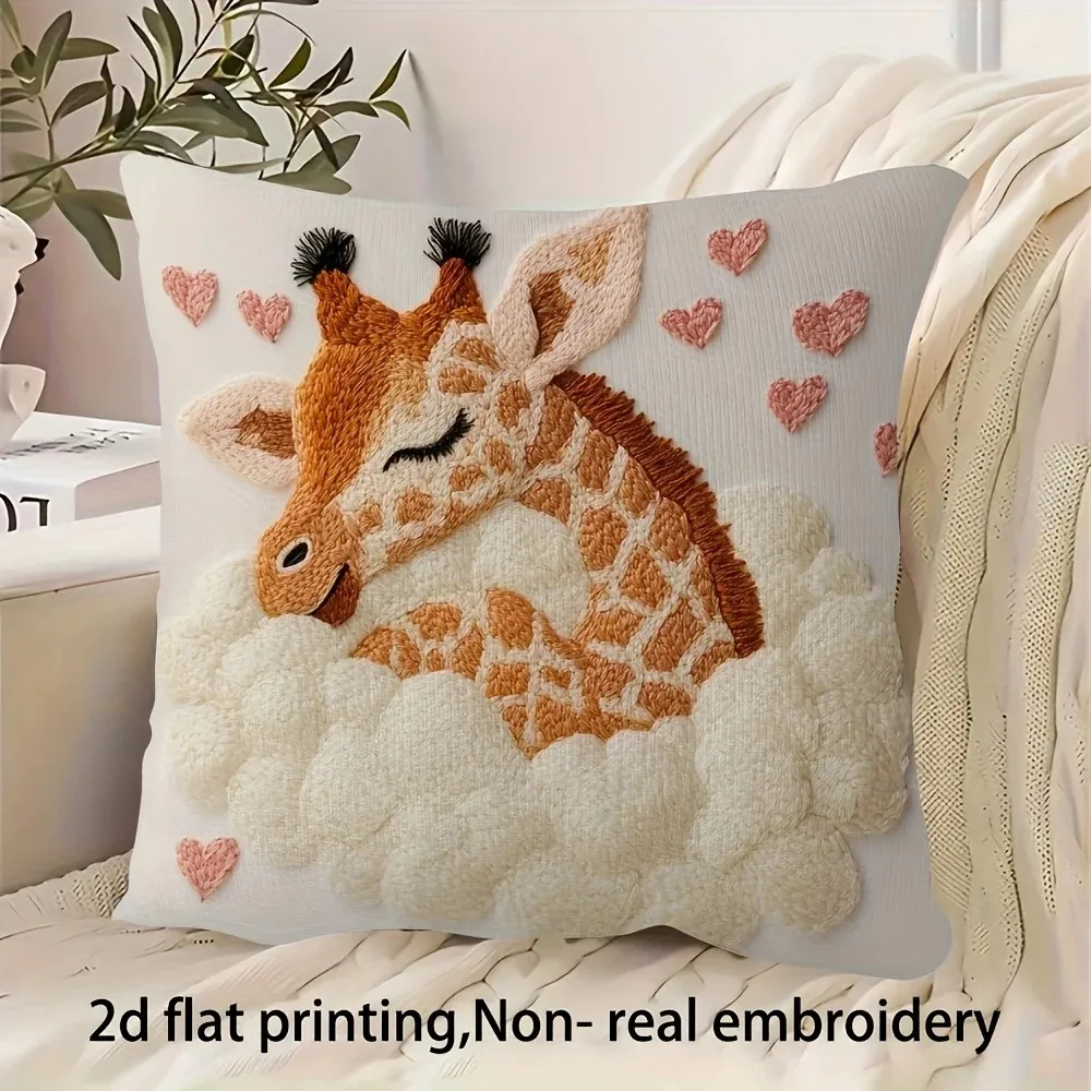 Cozy Giraffe Pillowcase 2D Flat Printed Faux Embroidery Peach Skin Throw Cushion Cover For Bedroom Sofa Home Decor
Cozy Giraffe Pillowcase 2D Flat Printed Faux Embroidery Peach Skin Throw Cushion Cover For Bedroom Sofa Home Decor