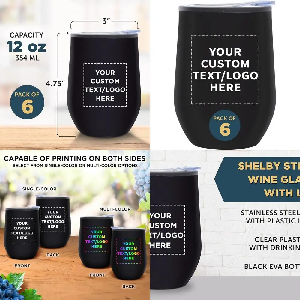 Набор из 6 персонализированных стаканов для вина без ножки, 350 мл – с термоизоляцией для горячих и холодных напитков, идеально подходят для коктейлей и вина – черные
Набор из 6 персонализированных стаканов для вина без ножки, 350 мл – с термоизоляцией для горячих и холодных напитков, идеально подходят для коктейлей и вина – черные