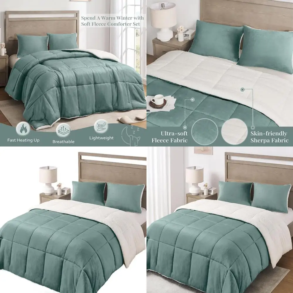 Winter Warmth: Luxurious Sherpa Fleece Comforter Set in Green, 104x88 inches
Winter Warmth: Luxurious Sherpa Fleece Comforter Set in Green, 104x88 inches
