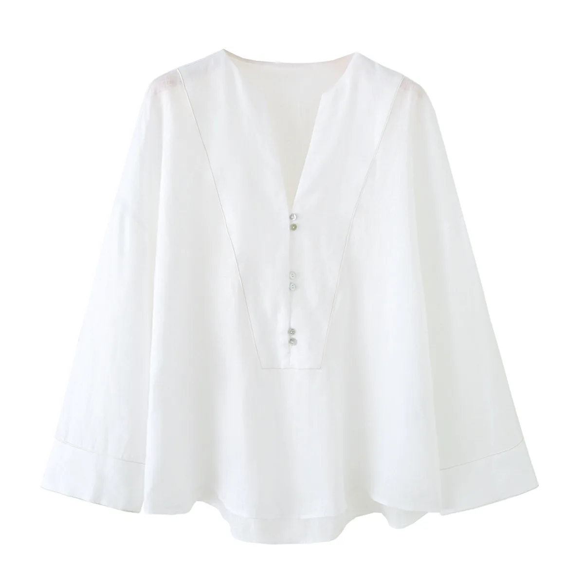 Dave&Di 2026 Summer New European And American Style Women's White Long Sleeved V-neck Loose Shirt
Dave&Di 2026 Summer New European And American Style Women's White Long Sleeved V-neck Loose Shirt