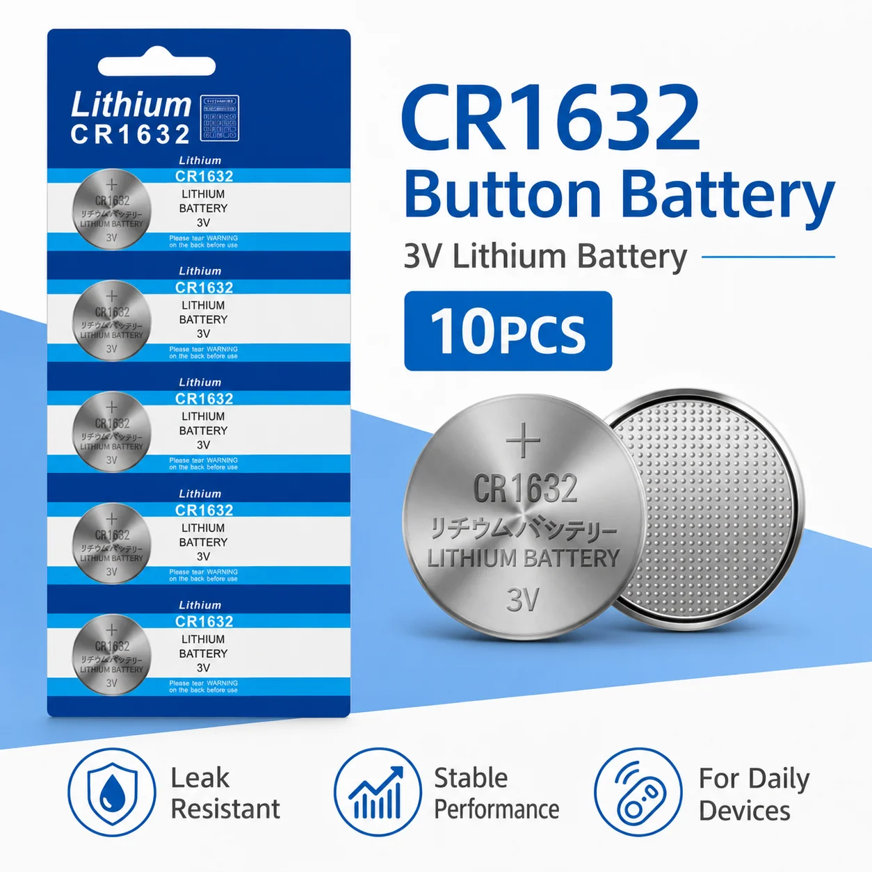 2-10PCS CR1632 3V Lithium Button Coin Cell Battery DL1632 BR1632 ECR1632 LM1632 KCR1632 for Watch Car Key Remote Control
2-10PCS CR1632 3V Lithium Button Coin Cell Battery DL1632 BR1632 ECR1632 LM1632 KCR1632 for Watch Car Key Remote Control