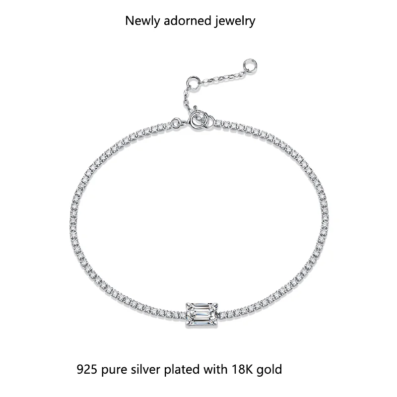 Exquisitely cut high-brightness 925 silver bracelet with a 5x7mm moissanite stone, suitable for daily wear, offering a touch of
Exquisitely cut high-brightness 925 silver bracelet with a 5x7mm moissanite stone, suitable for daily wear, offering a touch of