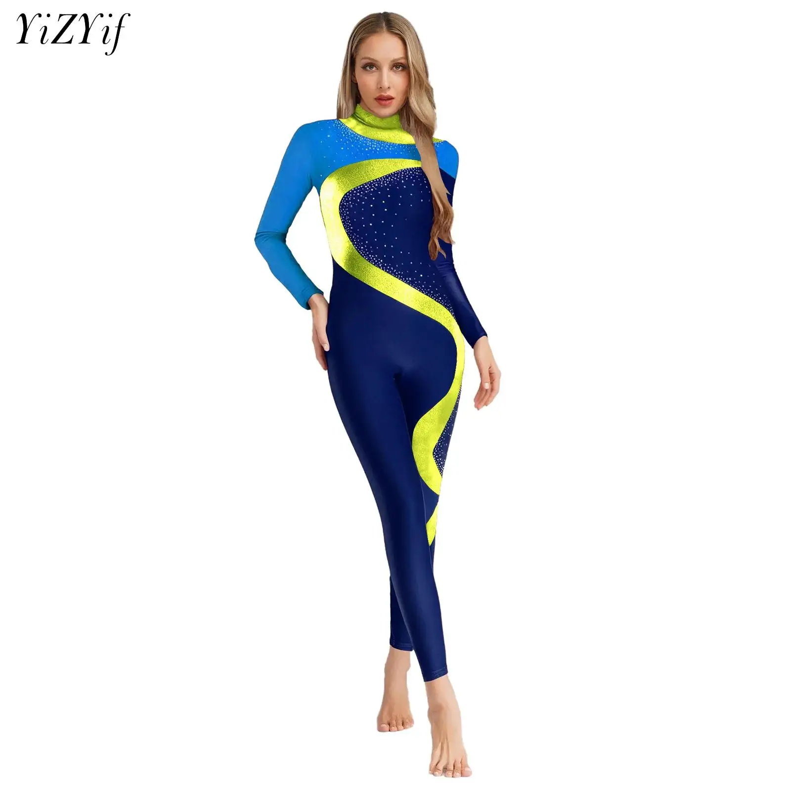 Woman Mock Neck Long Sleeve Yoga Unitard Adult Rhythmic Gymnastics Ballet Dance Unitard Bodysuit Footless Dancewear Costume
Woman Mock Neck Long Sleeve Yoga Unitard Adult Rhythmic Gymnastics Ballet Dance Unitard Bodysuit Footless Dancewear Costume