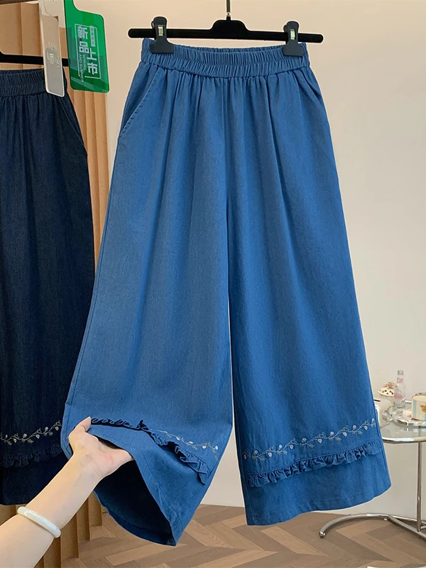 Retro Wood Grain Lace Embroidery Wide Leg Jeans Women's Summer Thin Large Size Fat MM Meat Conceal Slim Nine Point Pants
Retro Wood Grain Lace Embroidery Wide Leg Jeans Women's Summer Thin Large Size Fat MM Meat Conceal Slim Nine Point Pants