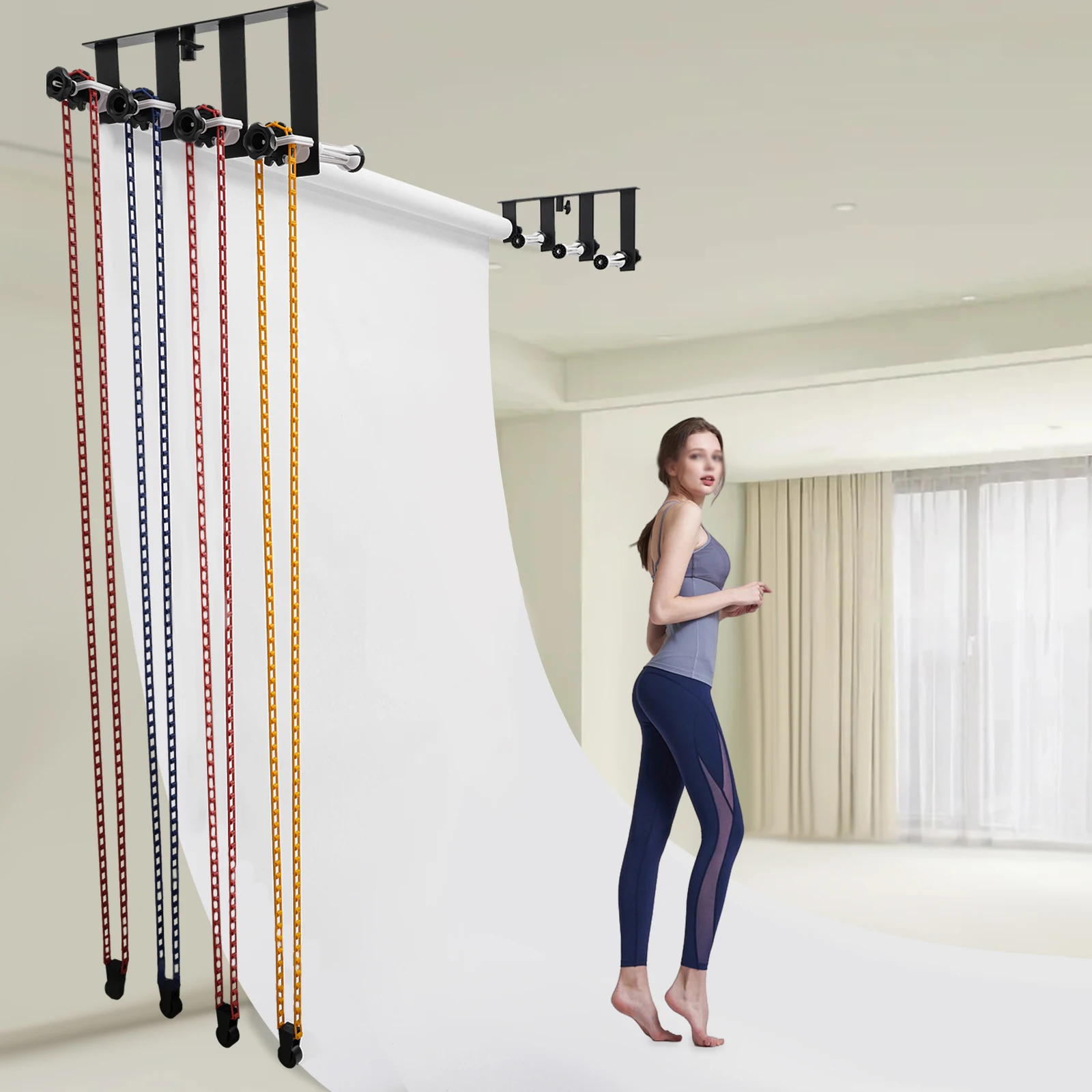 BYMAOCAR 4 Roller Manual Background Support System - Wall Mounting Background Holder Set W/ Brackets, Shafts, Weights& Chains
BYMAOCAR 4 Roller Manual Background Support System - Wall Mounting Background Holder Set W/ Brackets, Shafts, Weights& Chains