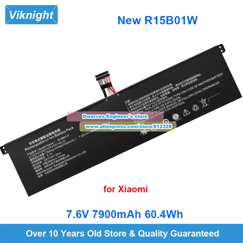 Новый аккумулятор R15B01W 7,6 В 7900 мАч 60,4 Втч для Xiaomi Mi Pro 15,6 дюйма I3 I5 I7 серии TM1701 Сменный аккумулятор для ноутбука
Новый аккумулятор R15B01W 7,6 В 7900 мАч 60,4 Втч для Xiaomi Mi Pro 15,6 дюйма I3 I5 I7 серии TM1701 Сменный аккумулятор для ноутбука