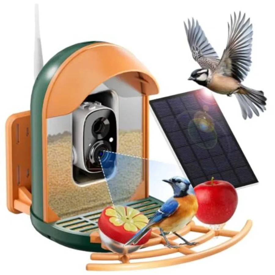 Smart solar-powered bird feeder with 2K HD camera AI bird identification instant alerts IP66 waterproof bird bath feeder in gra
Smart solar-powered bird feeder with 2K HD camera AI bird identification instant alerts IP66 waterproof bird bath feeder in gra