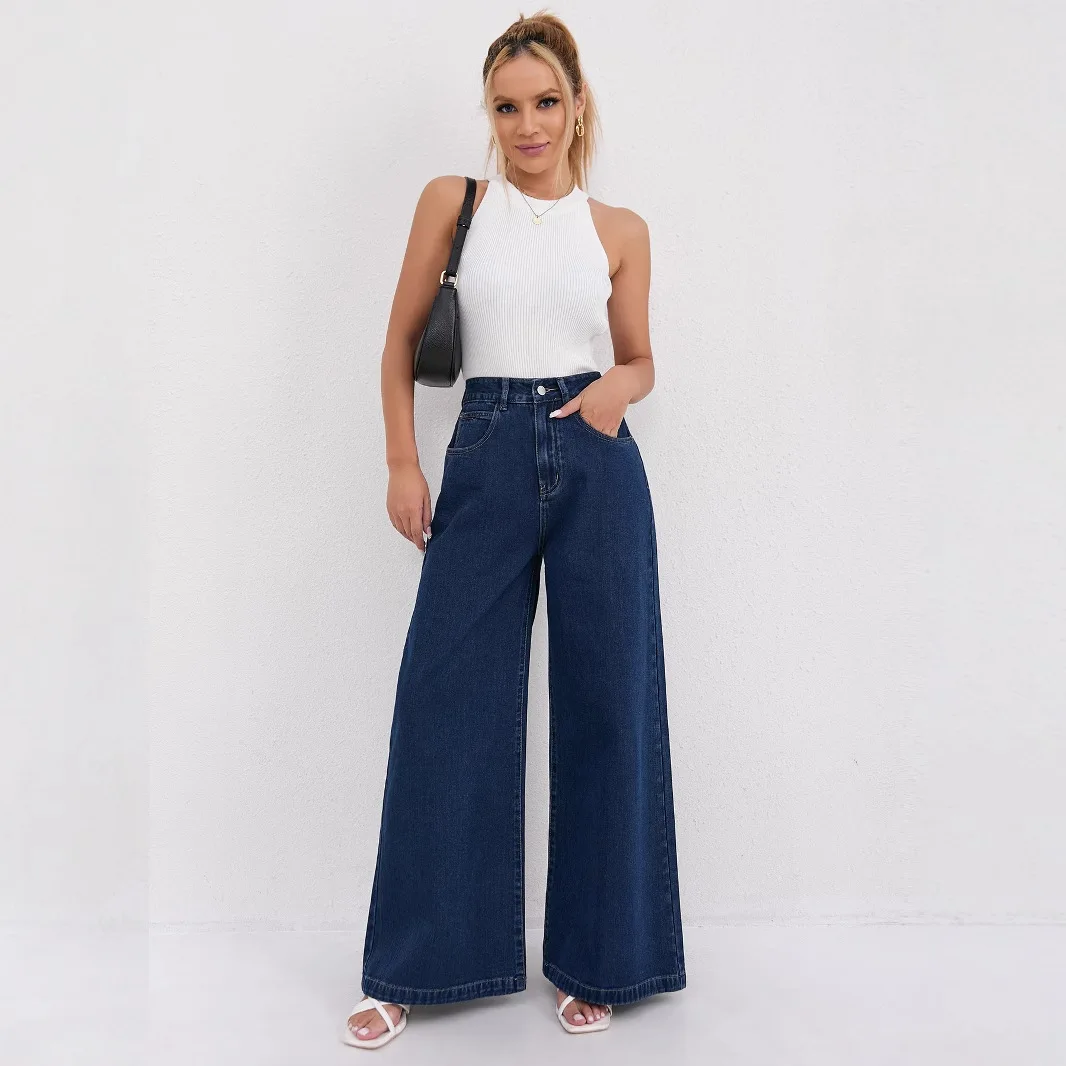 High Waist Loose Fit Denim Jeans Women's Floor-Length Bell Bottoms Straight Leg Trousers Casual Pure Color Jeans
High Waist Loose Fit Denim Jeans Women's Floor-Length Bell Bottoms Straight Leg Trousers Casual Pure Color Jeans