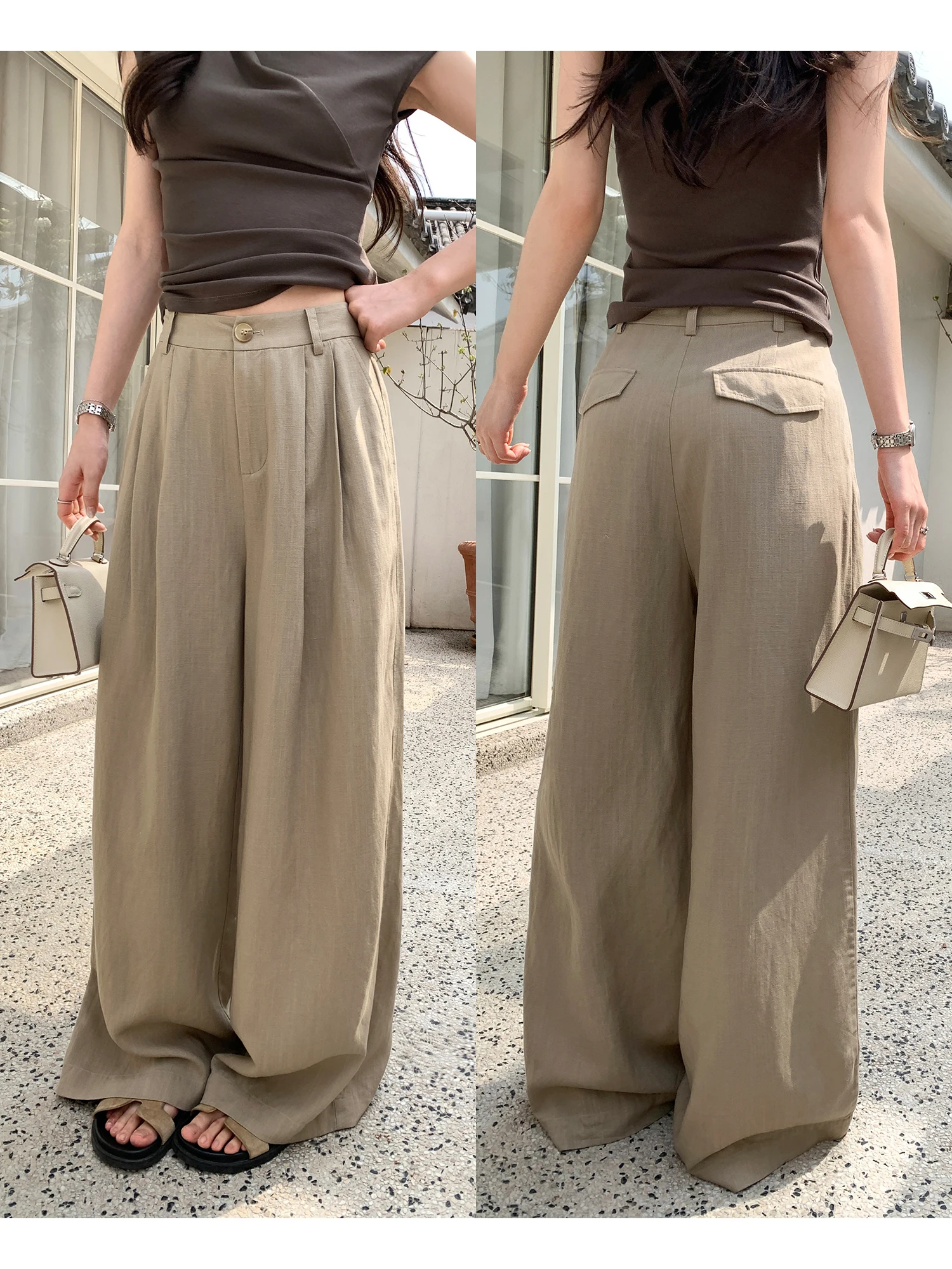 Comfortable Loose Women's Linen Wide Leg Pants Drapey Casual Trousers Floor-Length Pants by Pusumede Natural Waist Button Clo...
Comfortable Loose Women's Linen Wide Leg Pants Drapey Casual Trousers Floor-Length Pants by Pusumede Natural Waist Button Clo...