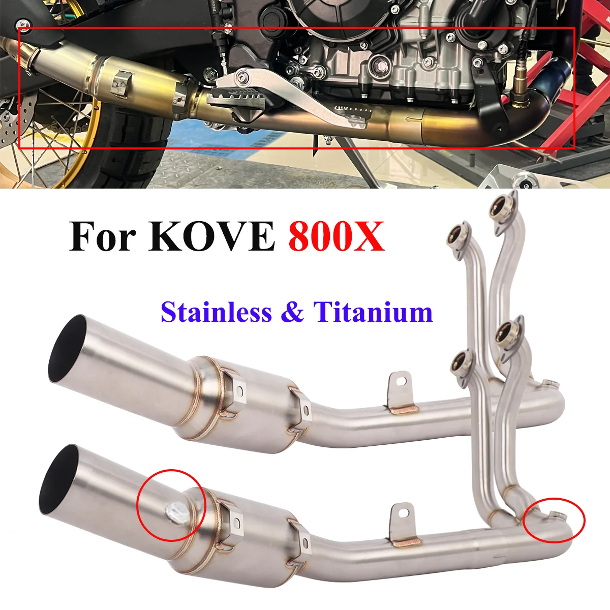 Titanium Escape For KOVE 800X ADV RALLY 800X PRO Motorcycle Exhaust Front Link Pipe Slip On 800X Header Connect Original Muffler
Titanium Escape For KOVE 800X ADV RALLY 800X PRO Motorcycle Exhaust Front Link Pipe Slip On 800X Header Connect Original Muffler