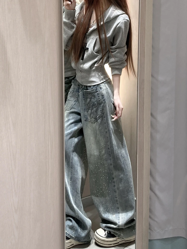 Retro Star Embroidered Wide Leg Denim Jeans Women's Loose Bf Lazy Style Straight Long Pants High Waist Soft Denim Casual
Retro Star Embroidered Wide Leg Denim Jeans Women's Loose Bf Lazy Style Straight Long Pants High Waist Soft Denim Casual