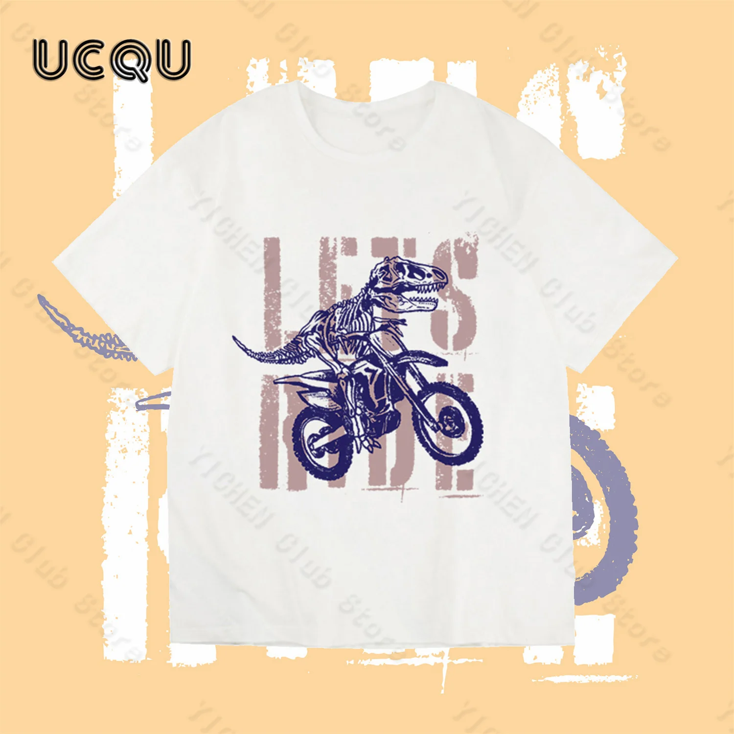 Motorcycle Dinosaur Print Men's Cotton T-Shirt Motorcycle Peripheral Culture Street Loose Casual Versatile Men's Short Sleeves
Motorcycle Dinosaur Print Men's Cotton T-Shirt Motorcycle Peripheral Culture Street Loose Casual Versatile Men's Short Sleeves