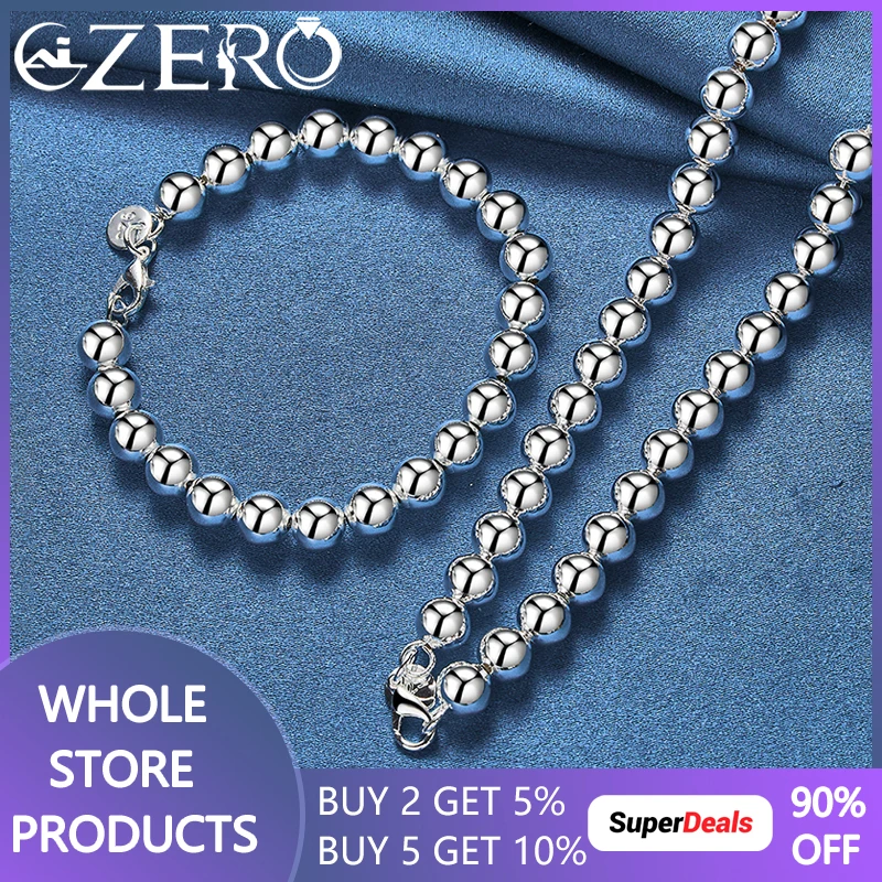 ALIZERO 925 Sterling Silver Smooth 8mm Beads Necklace Bracelet Set For Woman Fashion Charm Wedding Engagement Party Jewelry
ALIZERO 925 Sterling Silver Smooth 8mm Beads Necklace Bracelet Set For Woman Fashion Charm Wedding Engagement Party Jewelry