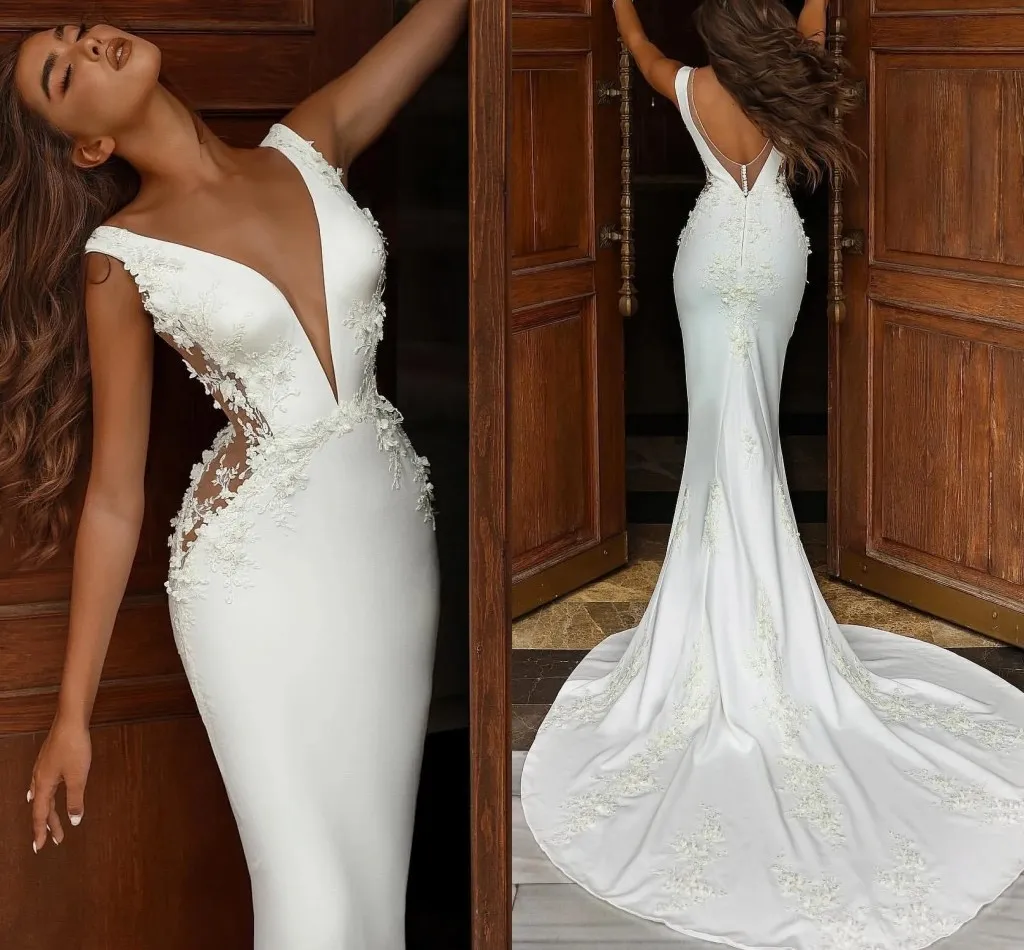 2025 New Mermaid Wedding Dresses V-Neck Illusion Side Waist Lace Appliqued Bridal Bride Party Gowns Vestidos De Noiva
2025 New Mermaid Wedding Dresses V-Neck Illusion Side Waist Lace Appliqued Bridal Bride Party Gowns Vestidos De Noiva