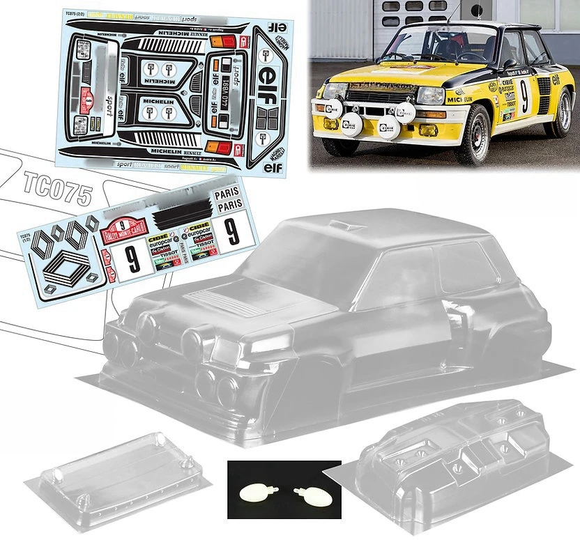TC075 1/10 Renaut 5 GT Clear Lexan Body shell 190mm W/Rear Wing + Light Buckles/Mirrors for RC Rally Car 260mm Chassis
TC075 1/10 Renaut 5 GT Clear Lexan Body shell 190mm W/Rear Wing + Light Buckles/Mirrors for RC Rally Car 260mm Chassis