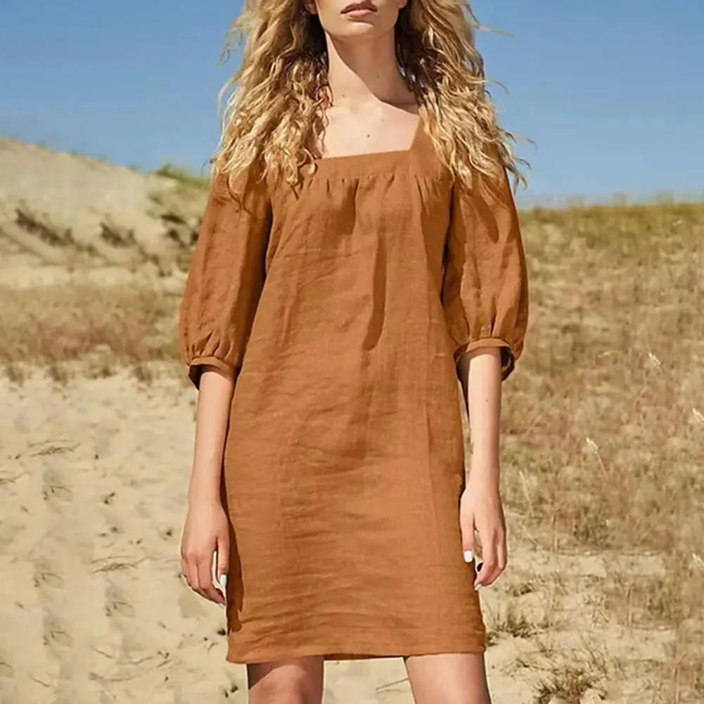 Vintage Women Solid Mini Dress Summer Linen Mini Dress Square Neck Puff Short Sleeve Beach Sundress Casual A-Line Short Dress
Vintage Women Solid Mini Dress Summer Linen Mini Dress Square Neck Puff Short Sleeve Beach Sundress Casual A-Line Short Dress