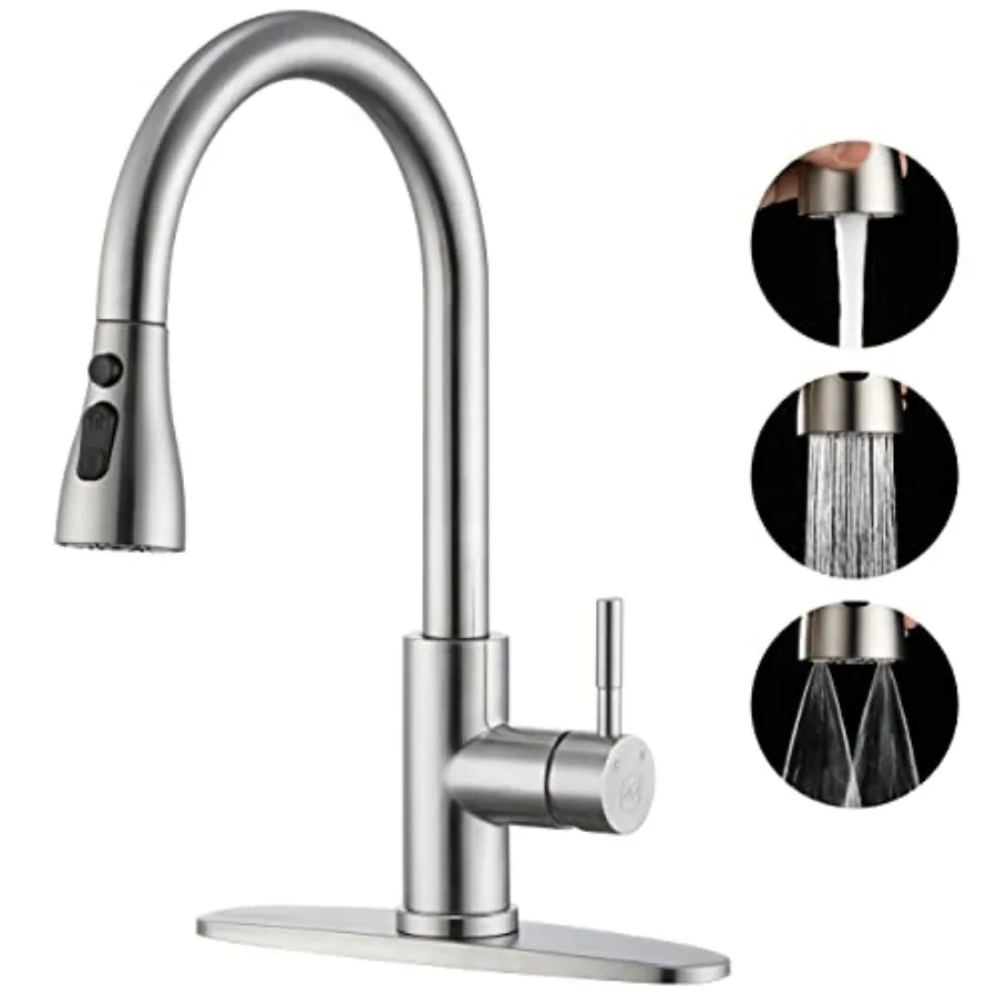 Kitchen Faucets with Pull Down Sprayer - High Pressure Blade Spray Kitchen Sink Faucet, High Arc Single Handle Stainless Steel
Kitchen Faucets with Pull Down Sprayer - High Pressure Blade Spray Kitchen Sink Faucet, High Arc Single Handle Stainless Steel
