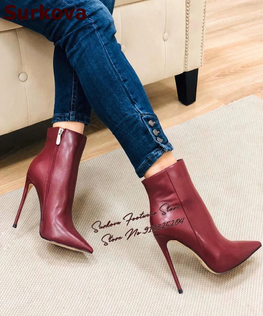 Surkova бордовые королевские синие матовые кожаные ботильоны с острым носком на шпильке, ботильоны на молнии, уличная модельная обувь, размер 46
Surkova бордовые королевские синие матовые кожаные ботильоны с острым носком на шпильке, ботильоны на молнии, уличная модельная обувь, размер 46