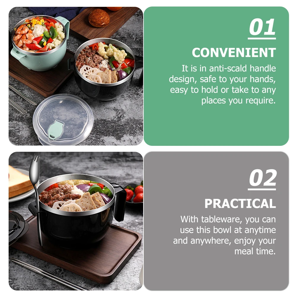Ramen Bowls Stainless Steel Instant Noodle with Lid Small Food Korean Soup Handles Black Portable Container Pasta Child
Ramen Bowls Stainless Steel Instant Noodle with Lid Small Food Korean Soup Handles Black Portable Container Pasta Child