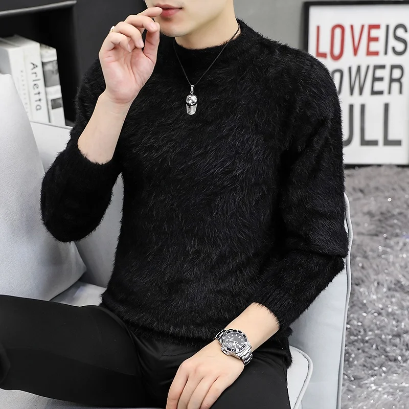 Мужской вязаный свитер из меха кролика с круглым вырезом, базовый слой, однотонный, осенне-зимний, модный, в корейском стиле, с длинными рукавами
Мужской вязаный свитер из меха кролика с круглым вырезом, базовый слой, однотонный, осенне-зимний, модный, в корейском стиле, с длинными рукавами