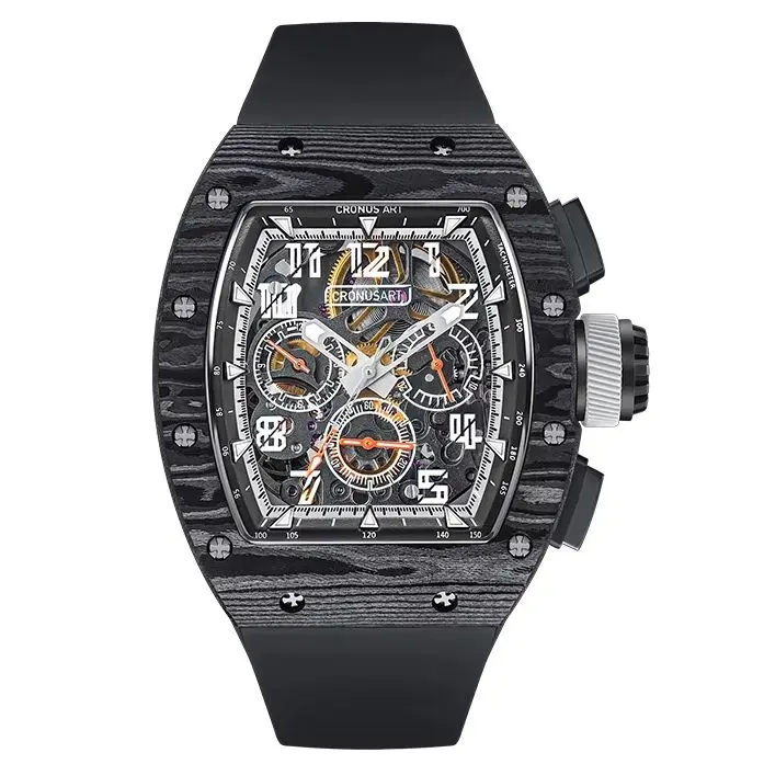 CRONUSART Men Chronograph Watch Tonneau Automatic Mechanical Wristwatch Carbon Fiber Case Sapphire Mirror Luminous FKM Strap
CRONUSART Men Chronograph Watch Tonneau Automatic Mechanical Wristwatch Carbon Fiber Case Sapphire Mirror Luminous FKM Strap