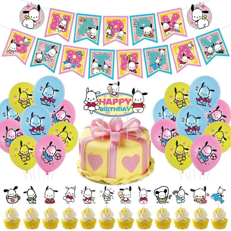 Sanrio Theme Party Decoration Anime Pochacco Pull The Flag Cake Flags Balloon Kawaii Party Decoration Set Birthday Scene Layout
Sanrio Theme Party Decoration Anime Pochacco Pull The Flag Cake Flags Balloon Kawaii Party Decoration Set Birthday Scene Layout