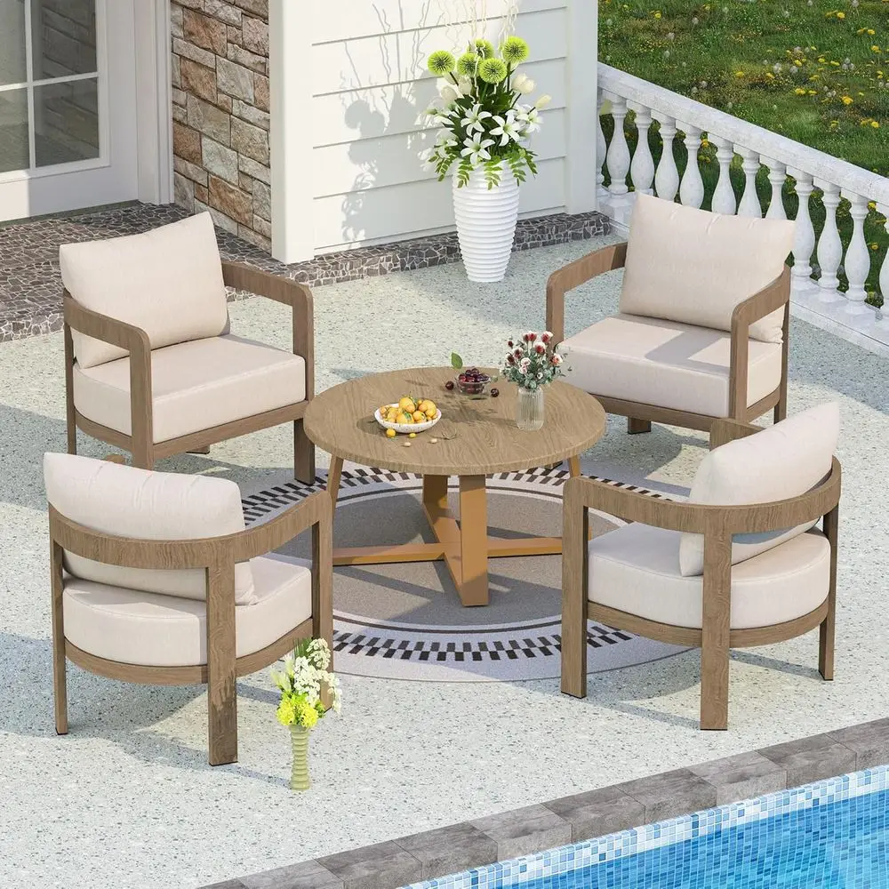 5-Piece Modern Metal Patio Furniture Set with Thick Cushions, Ideal for Outdoor Lounge, Porch, or Balcony, Beige
5-Piece Modern Metal Patio Furniture Set with Thick Cushions, Ideal for Outdoor Lounge, Porch, or Balcony, Beige