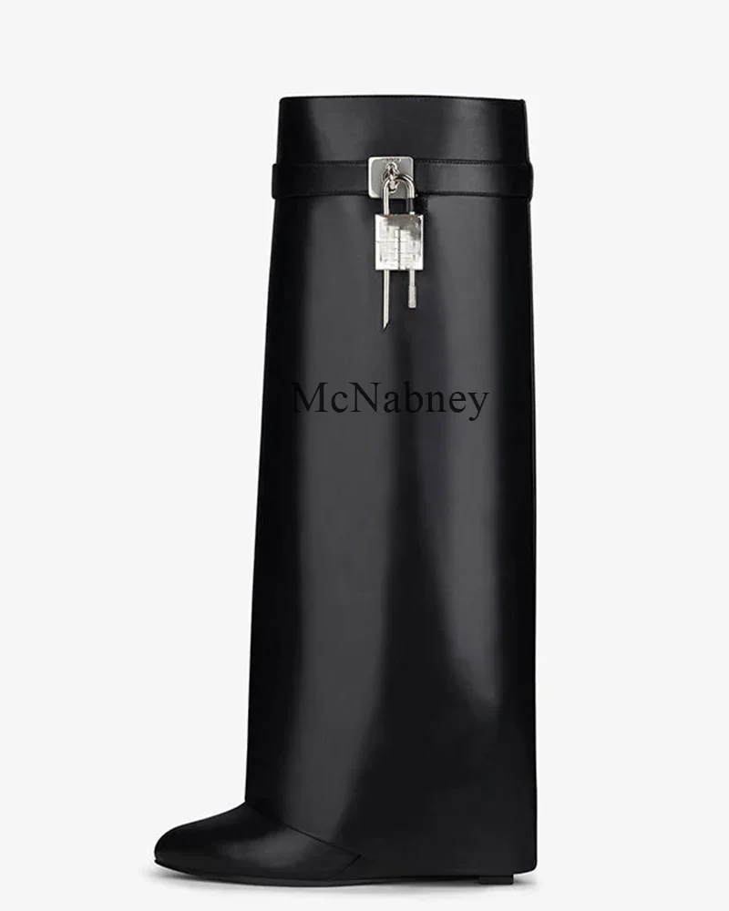 Knee High Round Toe Metal Lock Buckle Women Boots Sexy Style Wedges High Heels Slip On Design Fashionable and Versatile Shoes
Knee High Round Toe Metal Lock Buckle Women Boots Sexy Style Wedges High Heels Slip On Design Fashionable and Versatile Shoes