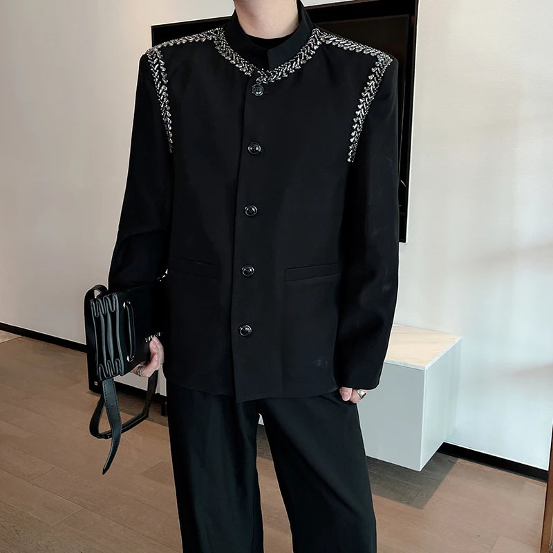 Autumn Handmade Studded Stand Up Collar Suit Jacket Men's Chinese Style Casual Suit Jacket Streetwear Social Blazer Masculino
Autumn Handmade Studded Stand Up Collar Suit Jacket Men's Chinese Style Casual Suit Jacket Streetwear Social Blazer Masculino