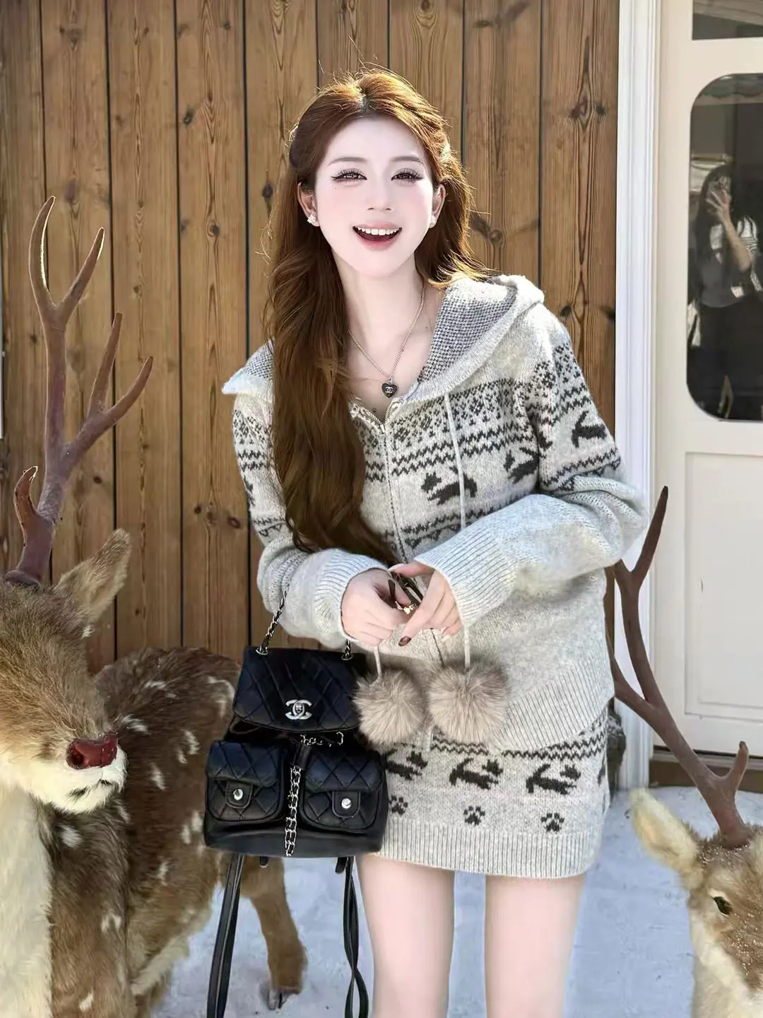 Festive Fair Isle Knit Sweater Set Women's Autumn Winter High End Feel Hooded Knitted Cardigan Skirt Two Piece Set
Festive Fair Isle Knit Sweater Set Women's Autumn Winter High End Feel Hooded Knitted Cardigan Skirt Two Piece Set