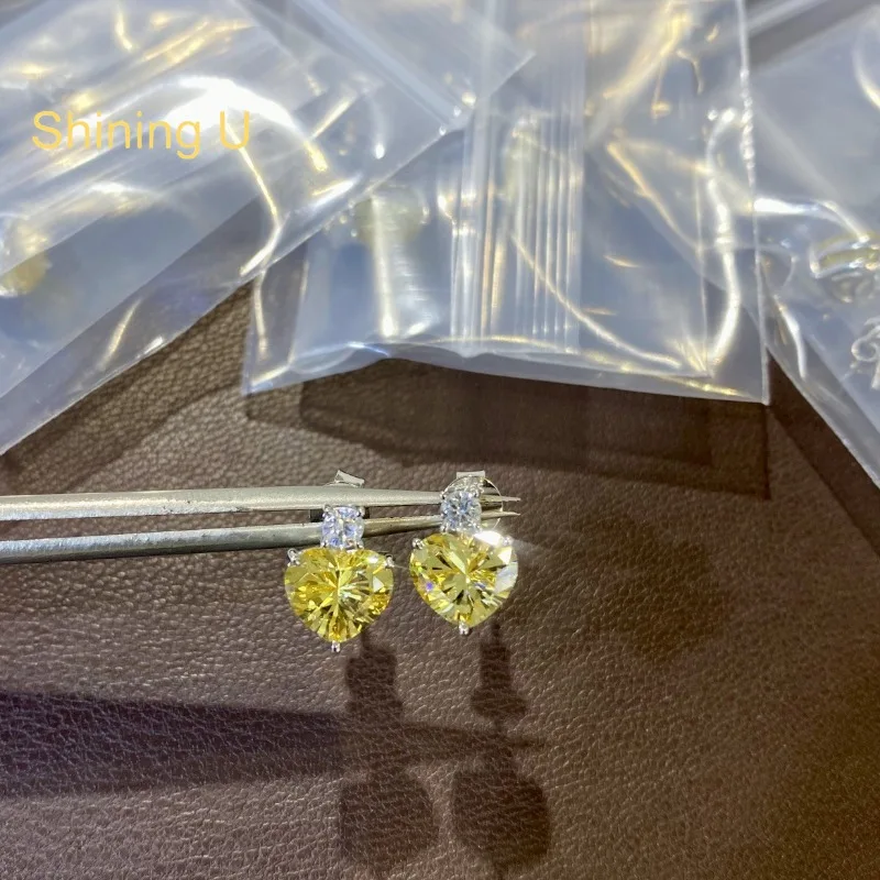 Shining U S925 Silver Yellow Heart Zircon Gems Earrings for Women Fine Jewelry Summer
Shining U S925 Silver Yellow Heart Zircon Gems Earrings for Women Fine Jewelry Summer