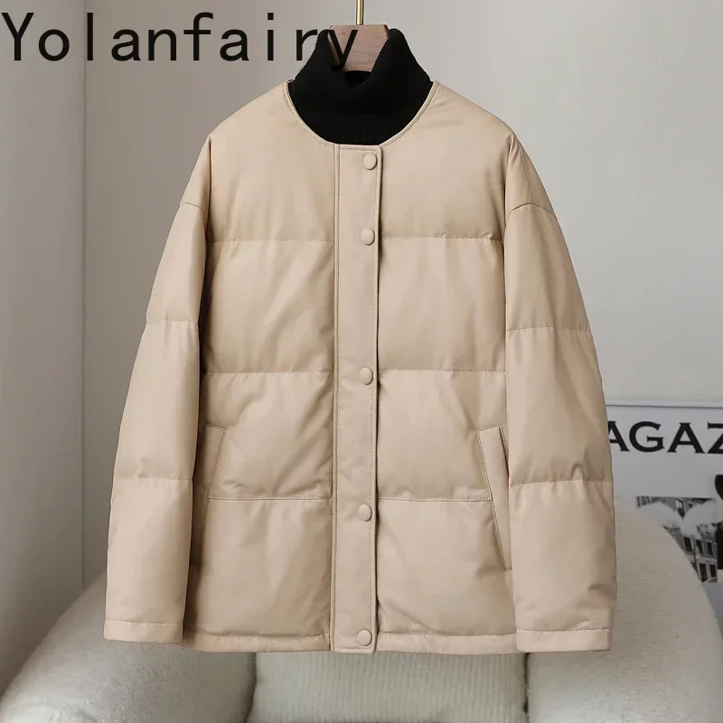 Genuine Leather Jacket Women Winter White Goose Down Coats Women Clothing Fashion Oneck Sheepskin Jackets for Women Veste Femme
Genuine Leather Jacket Women Winter White Goose Down Coats Women Clothing Fashion Oneck Sheepskin Jackets for Women Veste Femme