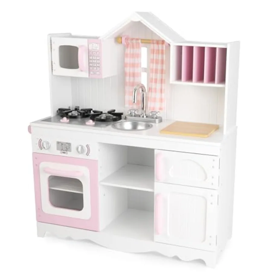 Modern Country Kitchen Toy for pretend play, made of wood, white and mint green, includes working doors and accessories
Modern Country Kitchen Toy for pretend play, made of wood, white and mint green, includes working doors and accessories
