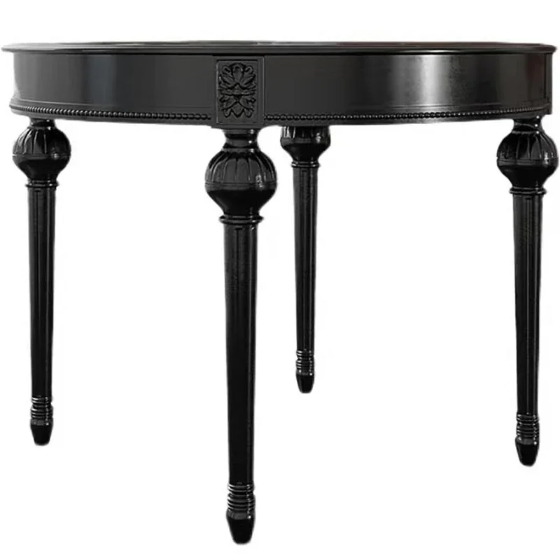 American solid wood retro carved dining table French casual living room small round table European restaurant hotel black solid
American solid wood retro carved dining table French casual living room small round table European restaurant hotel black solid