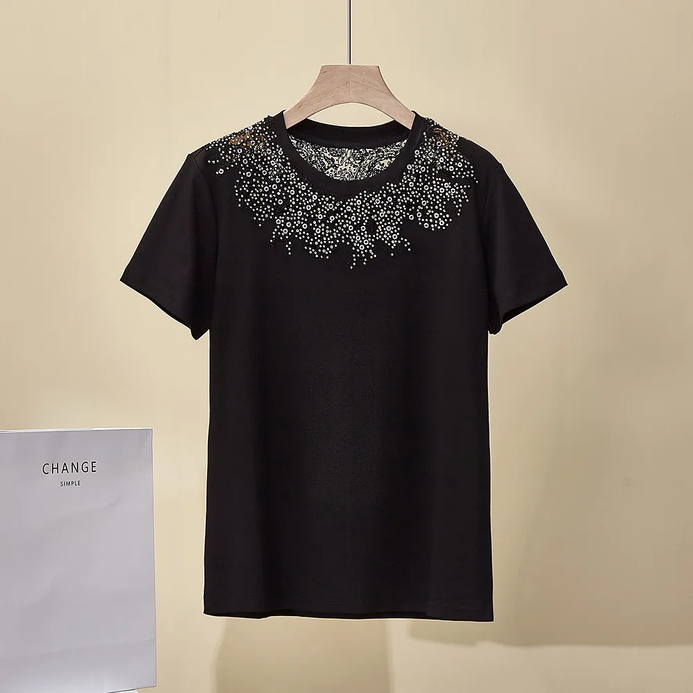 Women's Summer New Round Neck Top Loose Heavy Drill Lace Hollow Cotton Short-sleeved T-shirt
Women's Summer New Round Neck Top Loose Heavy Drill Lace Hollow Cotton Short-sleeved T-shirt