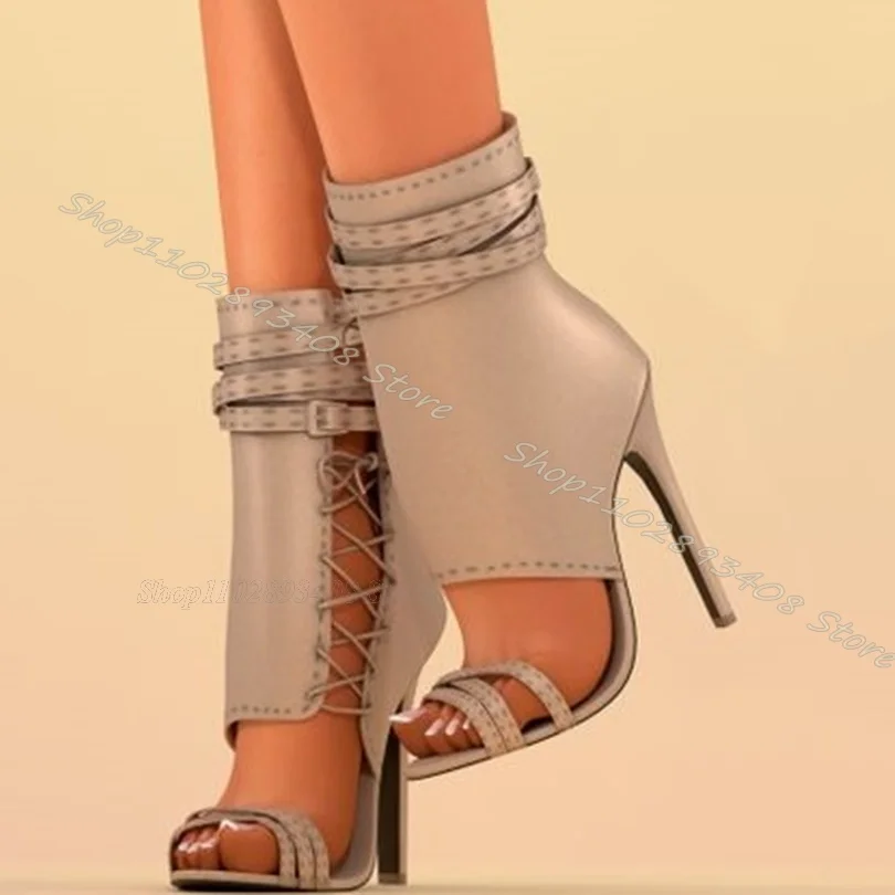 Cover Heels Lace up Sandal Boots Ankle Buckle Open Toe Stiletto Women Shoes Summer New Fashion Women Boots Zapatos Para Mujere
Cover Heels Lace up Sandal Boots Ankle Buckle Open Toe Stiletto Women Shoes Summer New Fashion Women Boots Zapatos Para Mujere