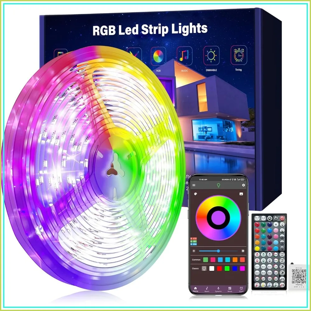 100ft RGB LED Strip Lights with Music Sync, App & Remote Control for Bedroom, Party Decor
100ft RGB LED Strip Lights with Music Sync, App & Remote Control for Bedroom, Party Decor