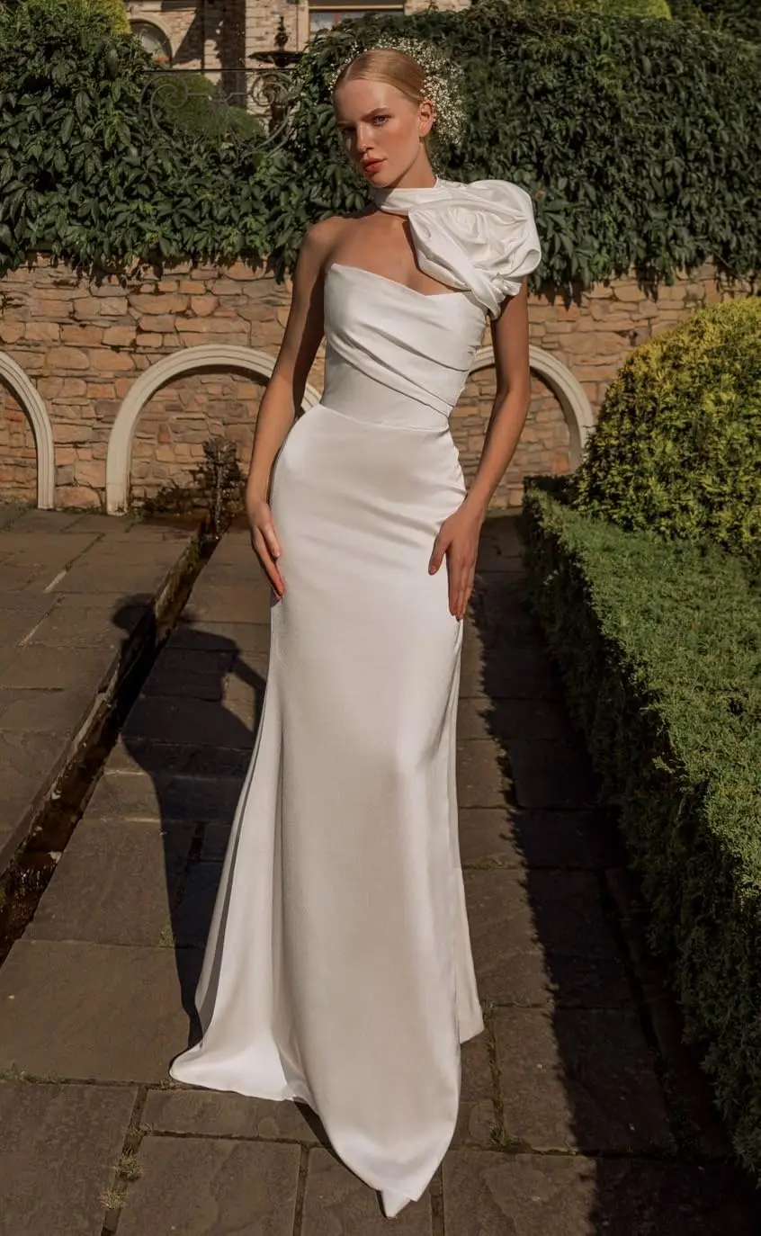 Satin One Shoulder Prom Dress with 3D Flower Sheath Mermaid Slit Evening Party Gown Elegant Long Party Dresses
Satin One Shoulder Prom Dress with 3D Flower Sheath Mermaid Slit Evening Party Gown Elegant Long Party Dresses