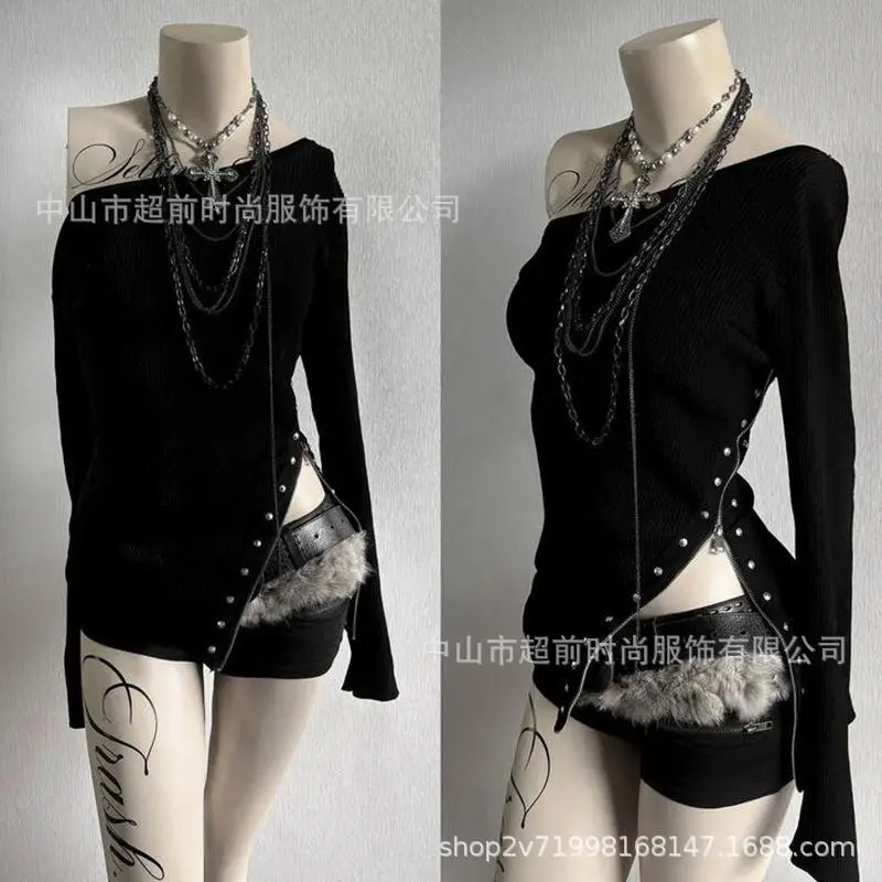 Потрясающий асимметричный топ с открытым плечом, богато декорированный, с вырезами, в авангардном панк-стиле, блузка с длинными рукавами
Потрясающий асимметричный топ с открытым плечом, богато декорированный, с вырезами, в авангардном панк-стиле, блузка с длинными рукавами