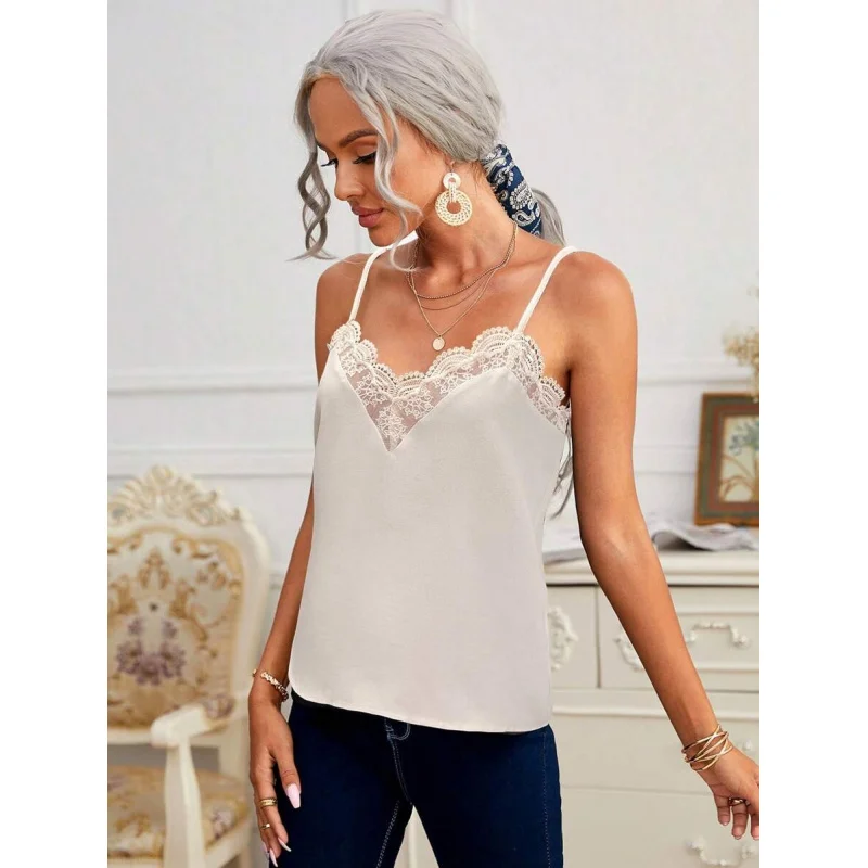 Women's Contrast Lace Loose Camisole Top Elegant Summer
Women's Contrast Lace Loose Camisole Top Elegant Summer