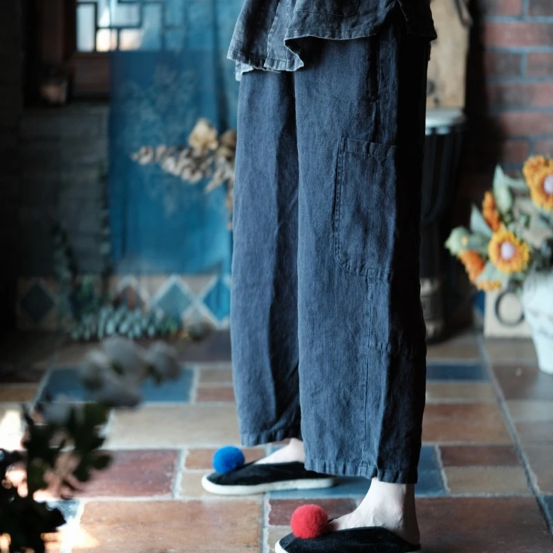 100% Linen Women Casual Pants New 2025 Spring Vintage Style Double Pockets Plain Color Female Ankle-length Straight Pants M1046
100% Linen Women Casual Pants New 2025 Spring Vintage Style Double Pockets Plain Color Female Ankle-length Straight Pants M1046