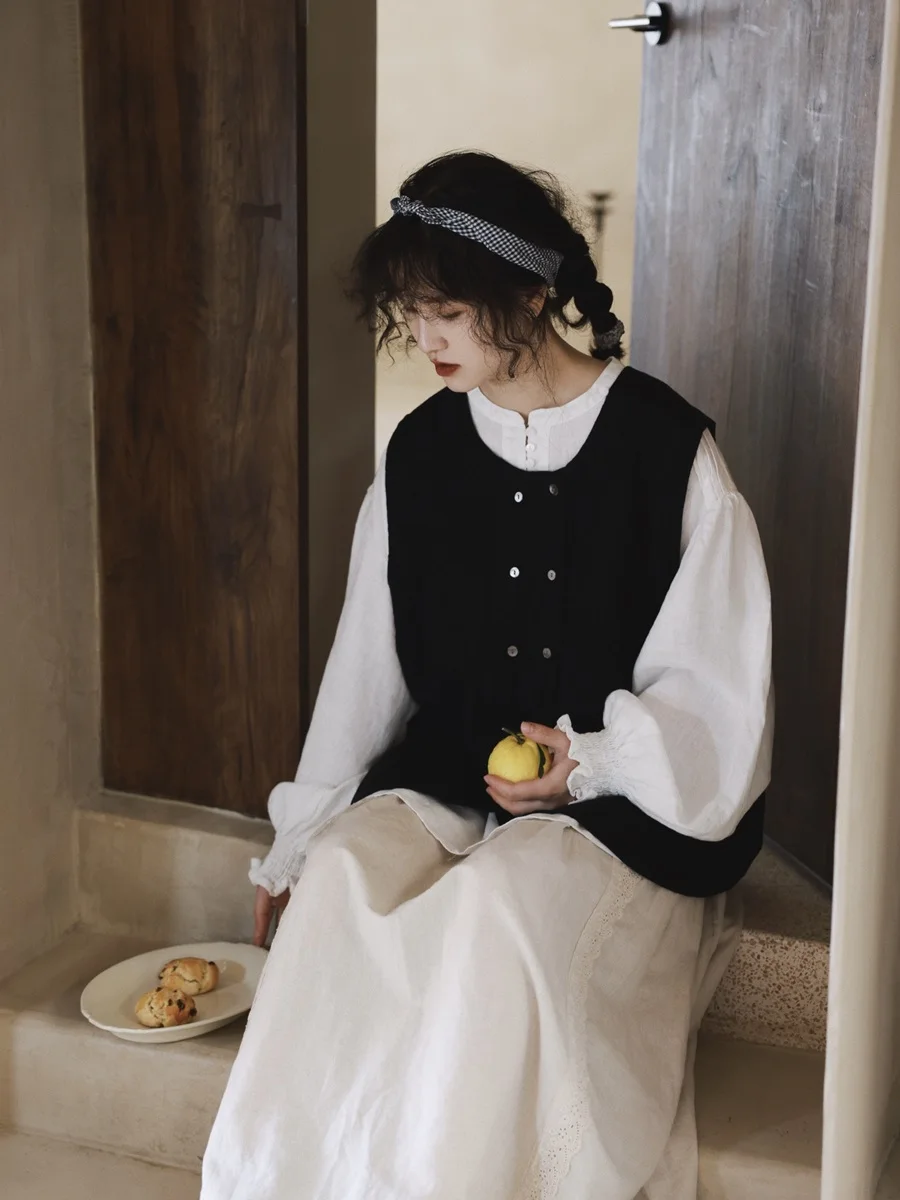 Cute Double-Breasted Sleeveless Vest Women's Fashion Retro Two-Sided Wearable Sweet Lovely Japanese Style Commute round Neck
Cute Double-Breasted Sleeveless Vest Women's Fashion Retro Two-Sided Wearable Sweet Lovely Japanese Style Commute round Neck