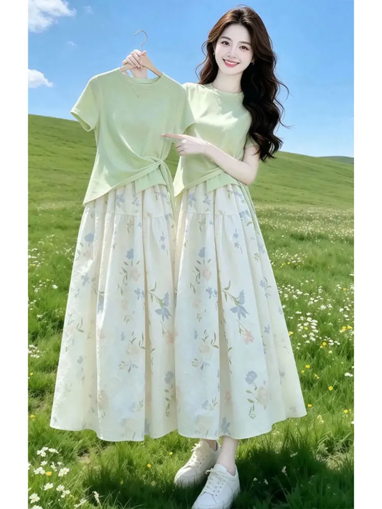 Elegant White Moonlight Summer Outfit Set Women's Gentle Tied Waist Short Sleeve T-shirt A-line Skirt Two-piece Set
Elegant White Moonlight Summer Outfit Set Women's Gentle Tied Waist Short Sleeve T-shirt A-line Skirt Two-piece Set
