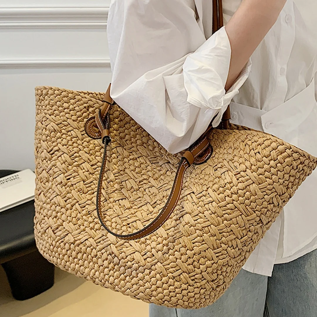 Summer Straw Basket Bag Design Large Capacity Shoulder Bag Fashion Bohemian Holiday Beach Vacation Casual Handwoven Tote Bag
Summer Straw Basket Bag Design Large Capacity Shoulder Bag Fashion Bohemian Holiday Beach Vacation Casual Handwoven Tote Bag