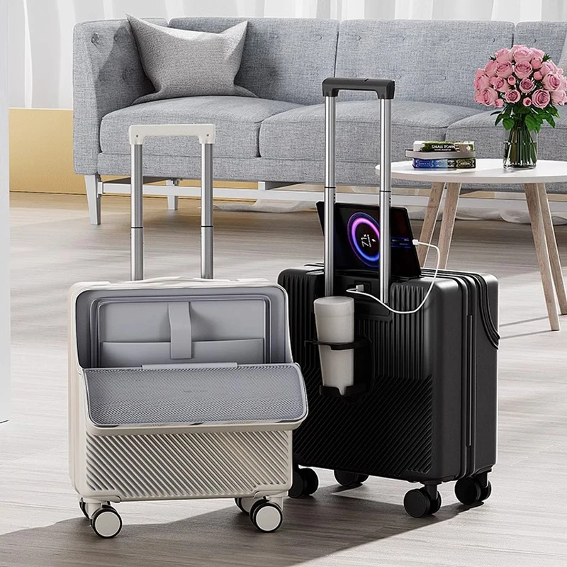18-20 inch Suitcase Front Opening Boarding Box Lightweight Small Trolley Case Silent Wheel Password Box with Cup Hold USB Port
18-20 inch Suitcase Front Opening Boarding Box Lightweight Small Trolley Case Silent Wheel Password Box with Cup Hold USB Port