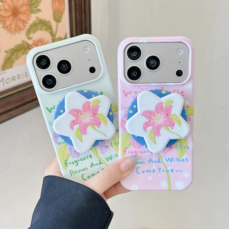 Korean Ins Lily Flower Painting Magnetic Phone Case For iPhone 16 Pro 17 15 Pro Max Back Cover with Stand Hard Cases For Magsafe
Korean Ins Lily Flower Painting Magnetic Phone Case For iPhone 16 Pro 17 15 Pro Max Back Cover with Stand Hard Cases For Magsafe
