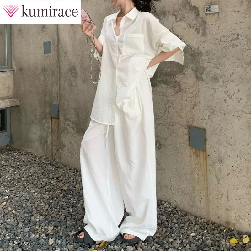 Temperament Polo Collar Shirt Top Loose Fit Set for Women's Spring and Summer Fashion Casual Wide Leg Pants Two-piece Set Pants
Temperament Polo Collar Shirt Top Loose Fit Set for Women's Spring and Summer Fashion Casual Wide Leg Pants Two-piece Set Pants