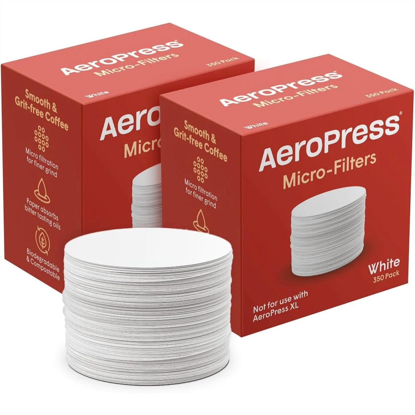 Paper Coffee Filters for AeroPress, Compostable White Chlorine-Free Micro-Filters, 700 Count (2 Pack)
Paper Coffee Filters for AeroPress, Compostable White Chlorine-Free Micro-Filters, 700 Count (2 Pack)