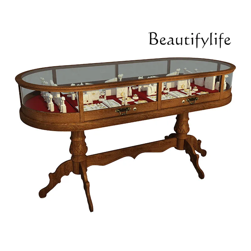 Oval retro glass side cabinet display booth clothing store Nakajima jewelry cabinet Nakajima exhibition table customization
Oval retro glass side cabinet display booth clothing store Nakajima jewelry cabinet Nakajima exhibition table customization